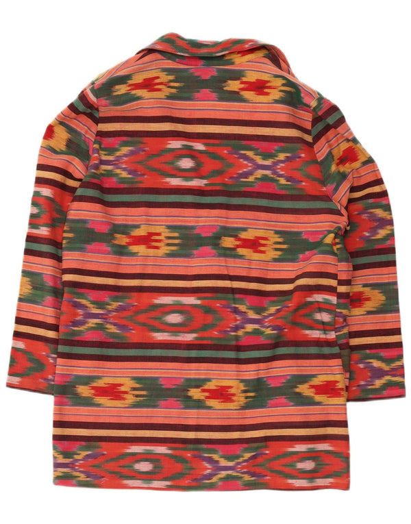 Jachetă vintage pentru femei cu 2 nasturi, UK 18 XL, bumbac Ikat multicolor