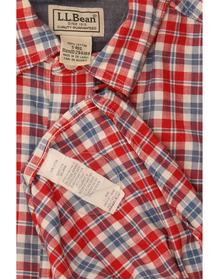 Cămașă cu mânecă scurtă pentru bărbați L.L.Bean, bumbac cu carouri mici, roșii