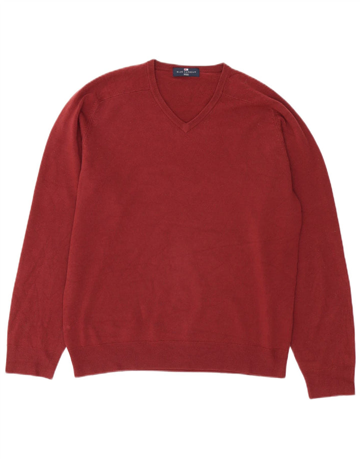 Pulover pentru bărbați Marks & Spencer Blue Harbour cu decolteu în V, burgundă mediu