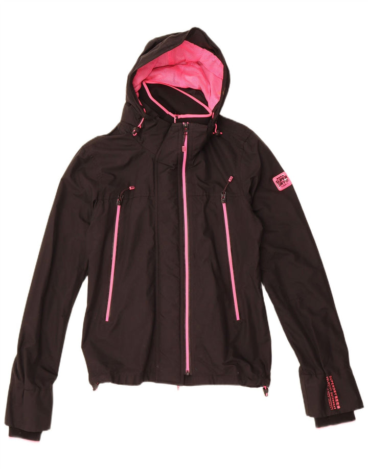 Jachetă Windbreaker cu glugă Superdry pentru femei UK 12 Medium Black