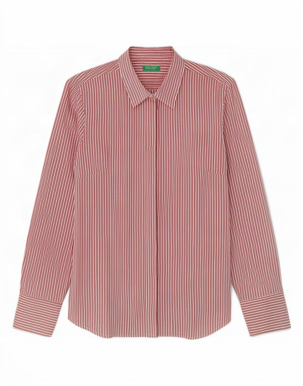 Cămașă Benetton pentru femei UK 14 Large Red Pinstripe