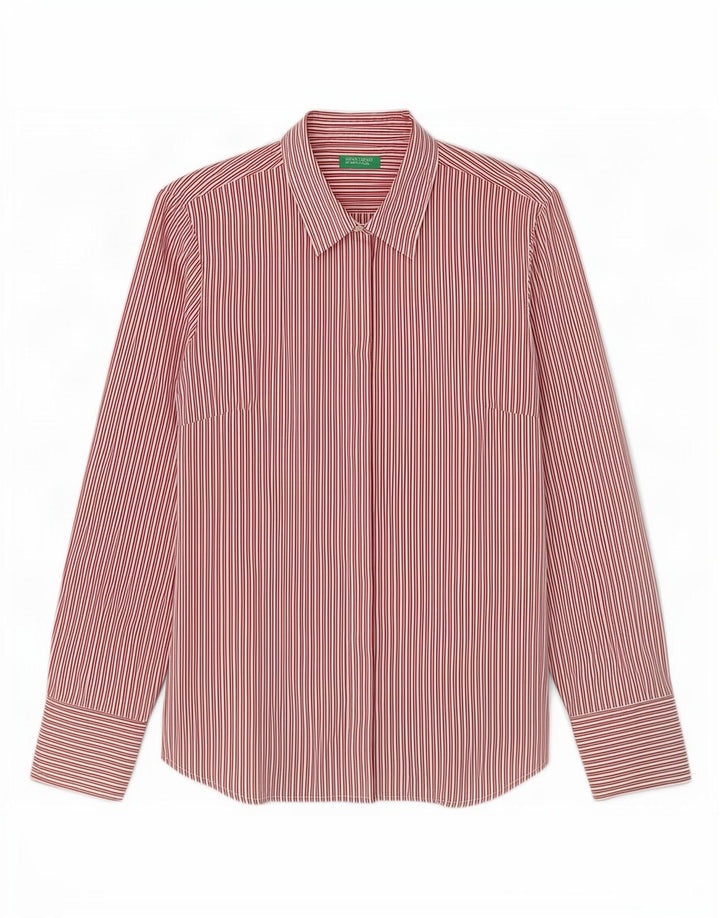 Cămașă Benetton pentru femei UK 14 Large Red Pinstripe