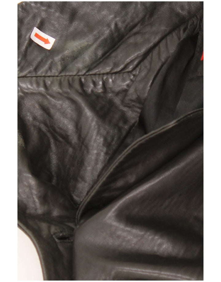 MAURITIUS Jachetă din piele cu 3 nasturi pentru femei UK 18 XL din piele neagră