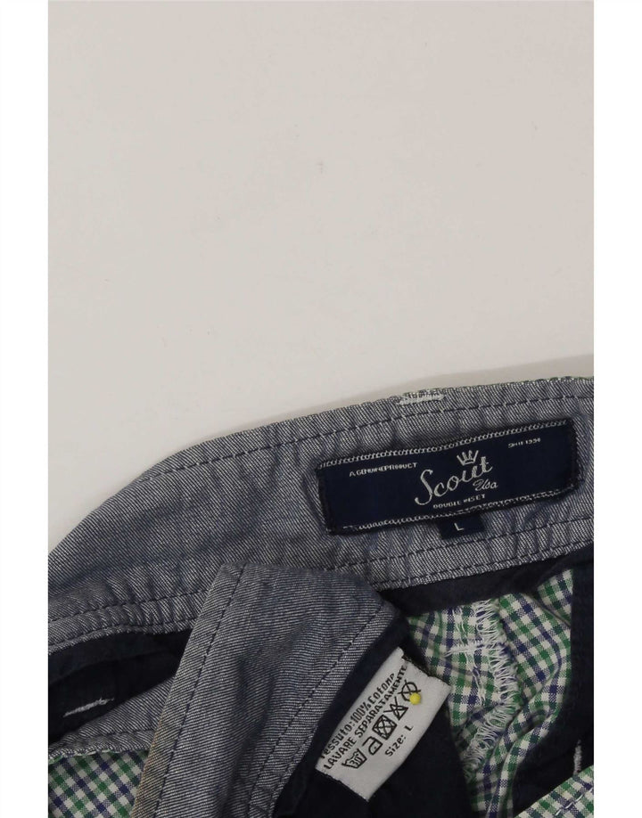 Pantaloni scurți chino pentru bărbați Scout, mari W34, bumbac cu check verde