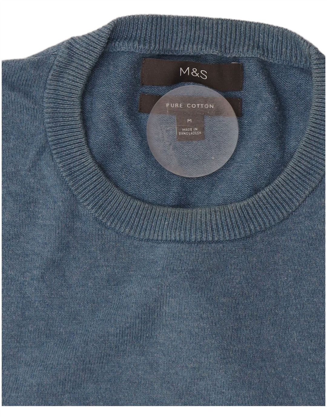 Pulover pentru bărbați Marks & Spencer, cu gât crew, bumbac albastru mediu