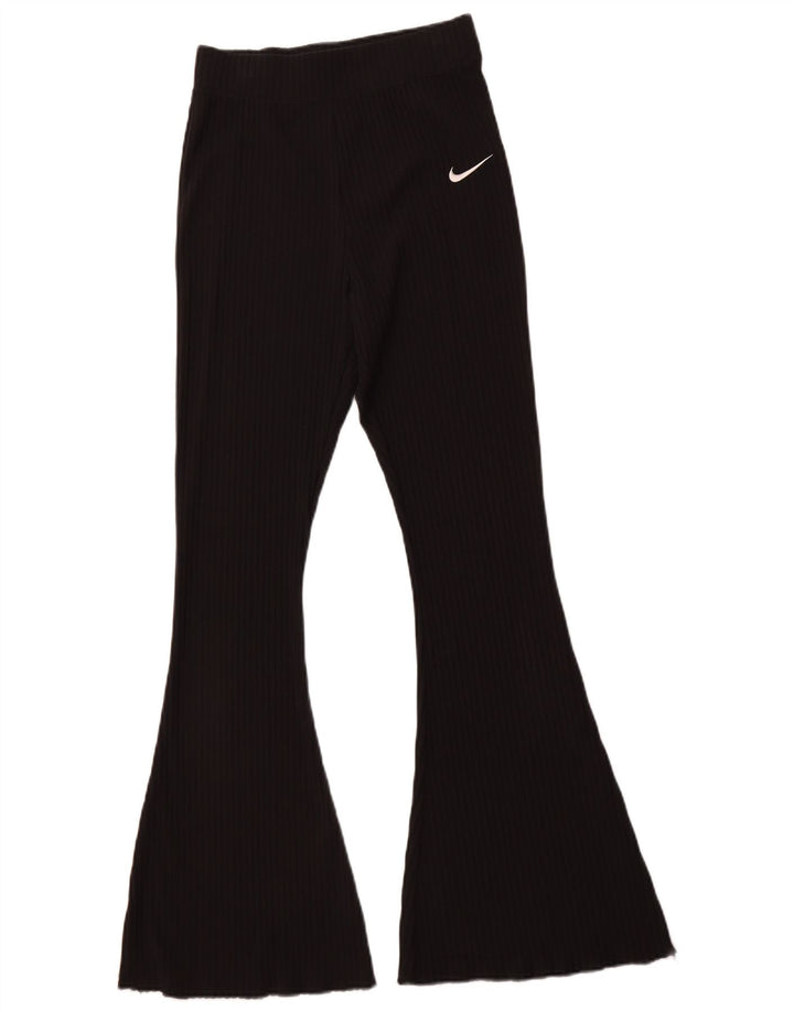 Pantaloni de trening NIKE Flare pentru femei UK 8, bumbac negru mic