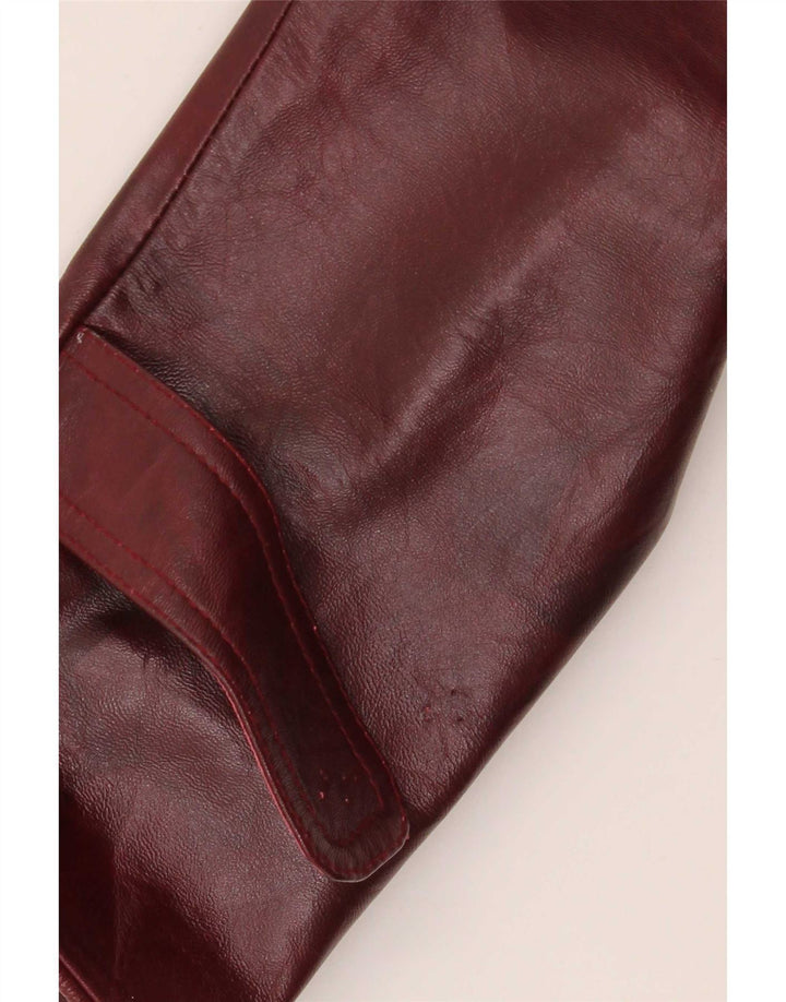 Jachetă de piele vintage pentru femei UK 26 5XL Burgundy