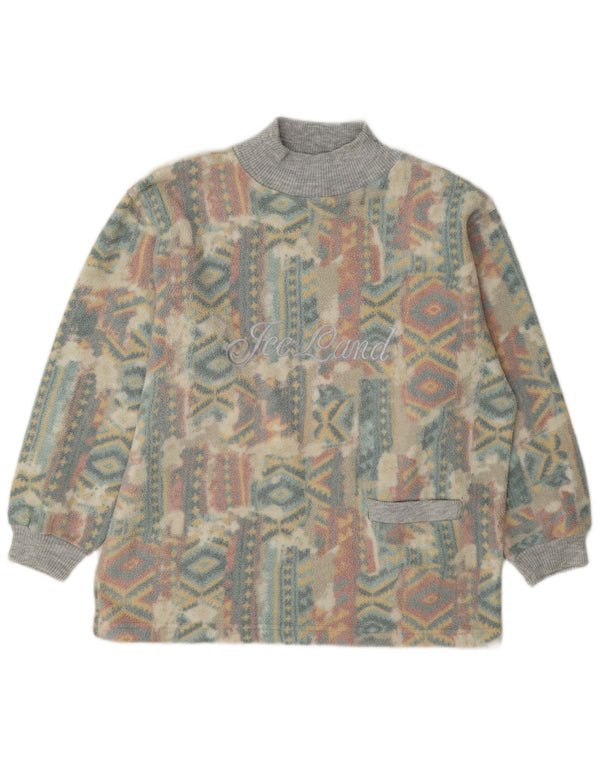 Pulover din lână cu grafică vintage pentru femei UK 14 mare, multicolor, geometric