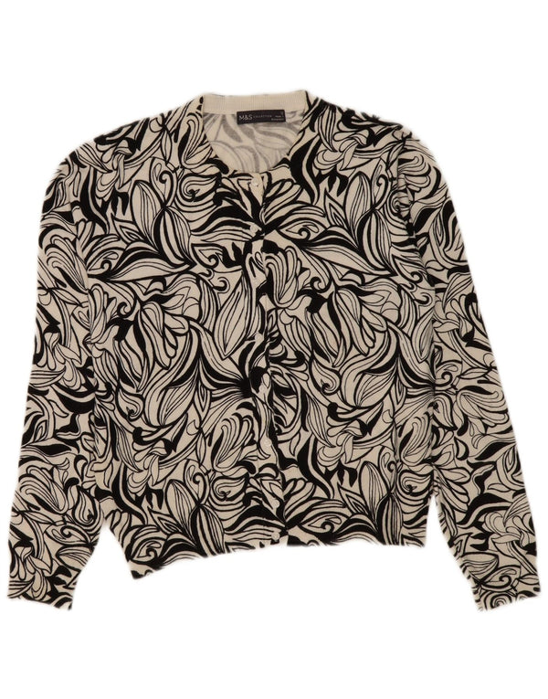 Marks & Spencer Womens Cardigan Sweater UK 12 Medium Black Floral Viscose