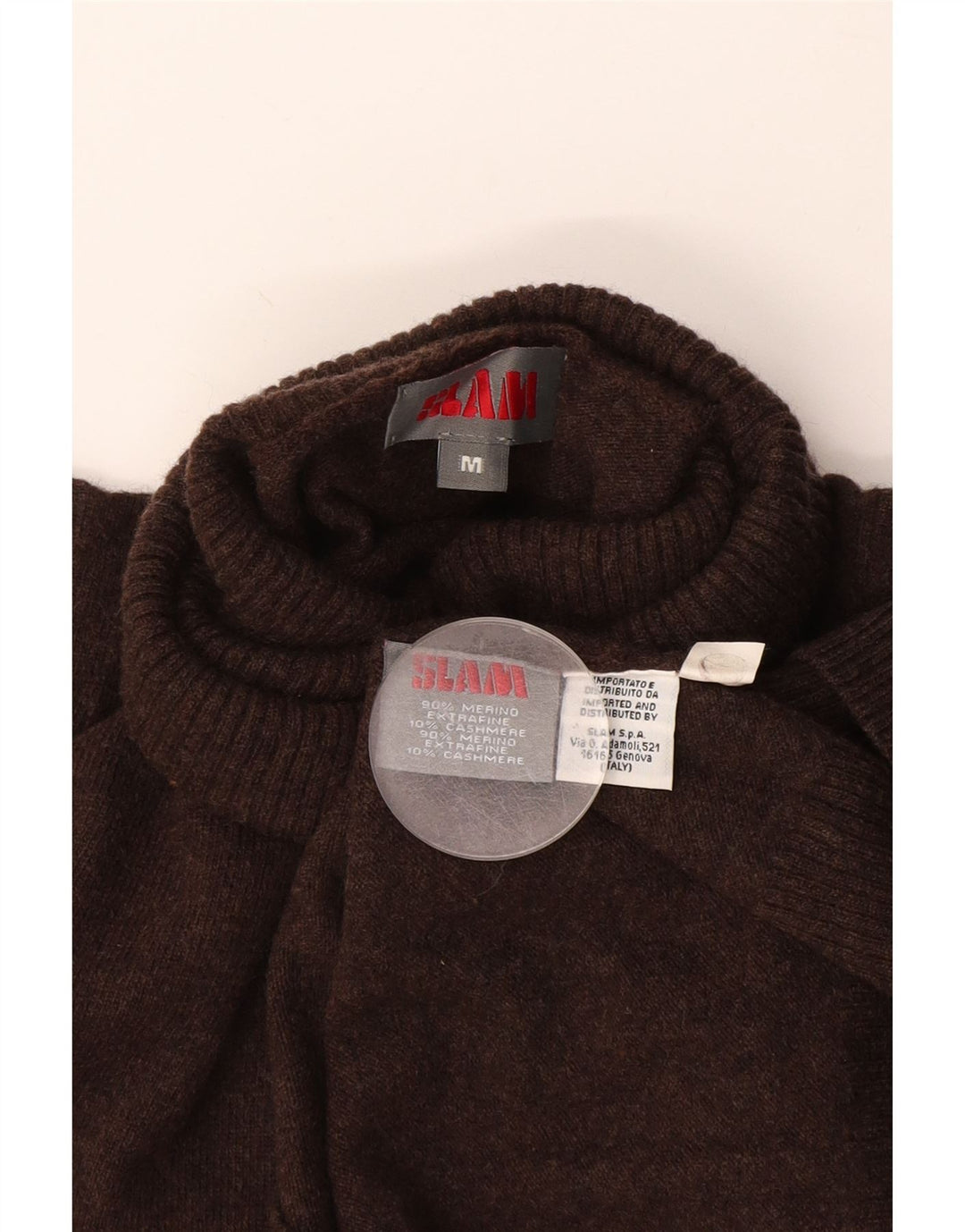 Pulover Slam pentru bărbați cu gât rulat din lână merinos maro mediu