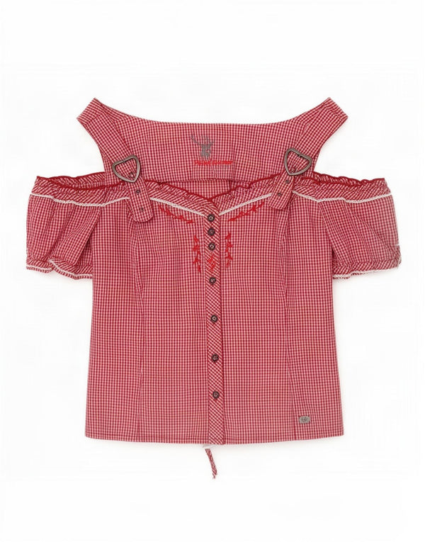 Bluză pentru femei Spieth & Wensky, cu umăr dezactivat, UK 14 Medium Red Gingham