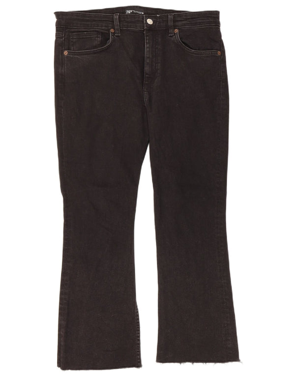 Zara Womens Crop Bootcut Jeans EU 44 XL W34 L24 Black Cotton