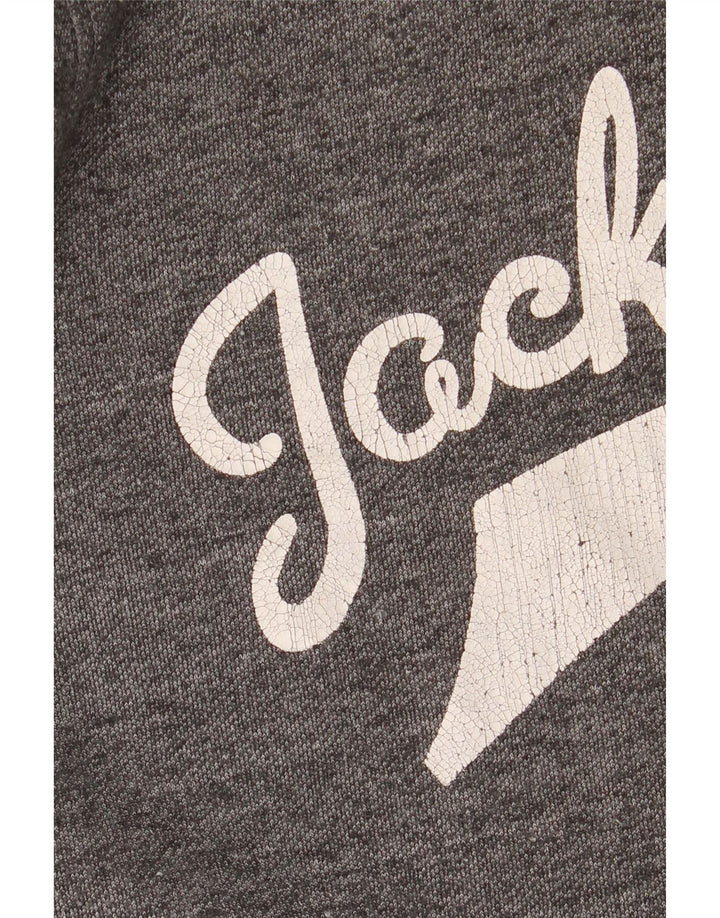 Pulover cu glugă cu grafic Jack & Jones pentru bărbați, poliester cu pături, gri mediu