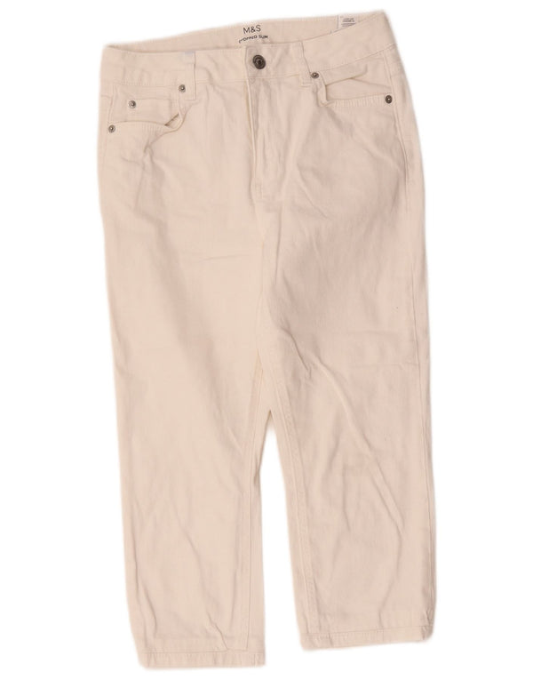 Marks & Spencer blugi crop slim pentru femei UK 10 mic W28 L20 bumbac alb
