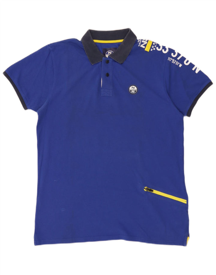 Cămașă polo cu grafică North Sails pentru bărbați, XL, bumbac, albastru