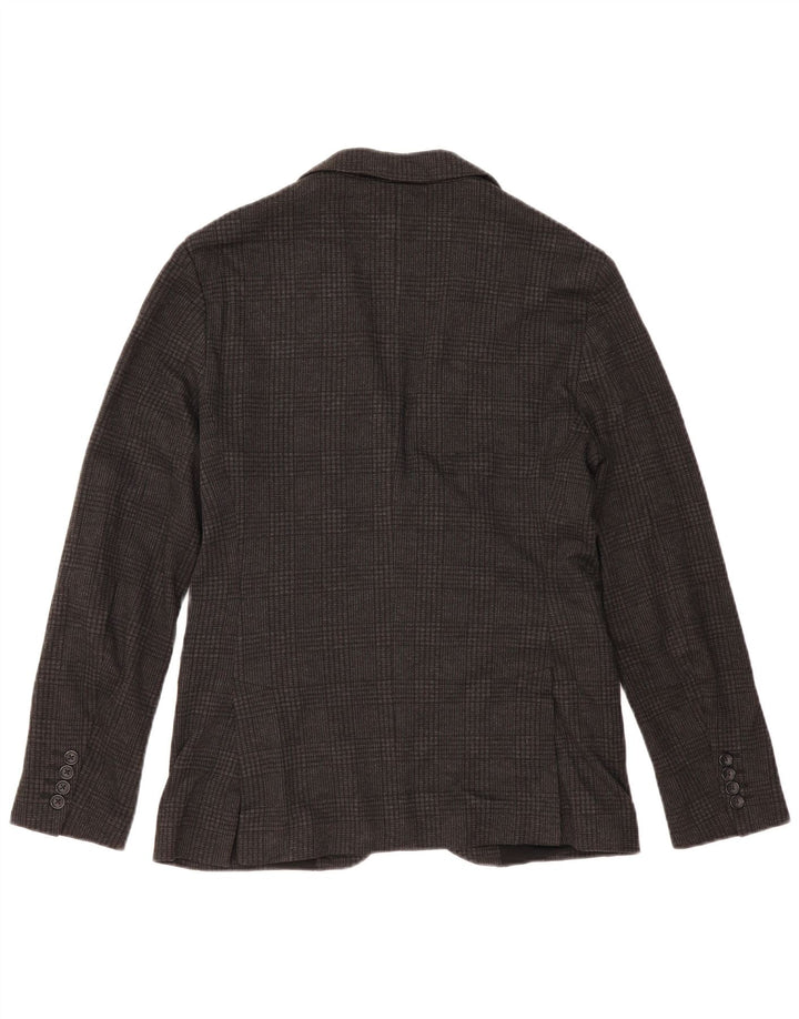 Blazer pentru bărbați Zara, cu 2 nasturi, EU 48, poliester cu carouri, gri mediu