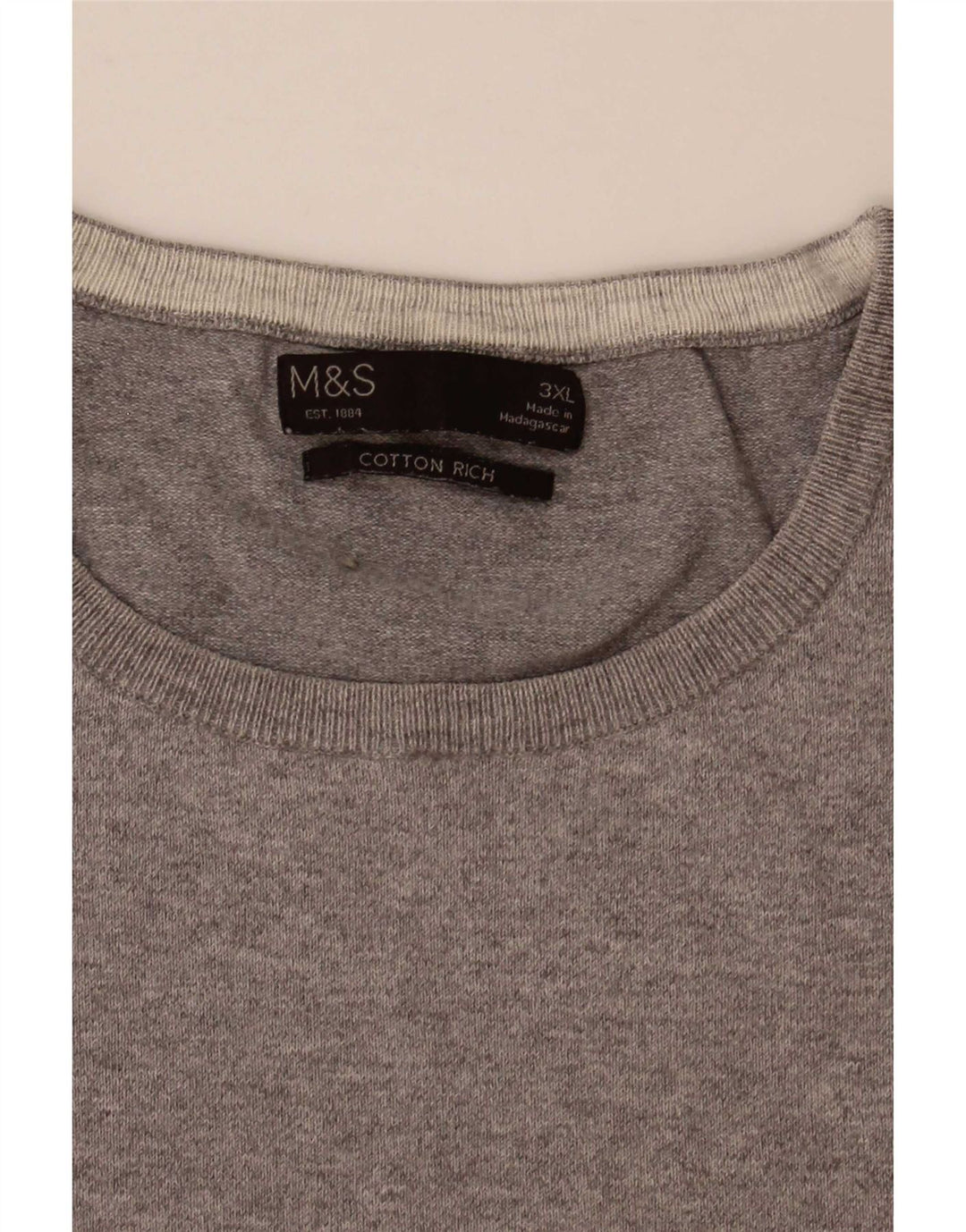 Pulover pentru bărbați Marks & Spencer cu gât roșu, 3XL, gri Colorblock