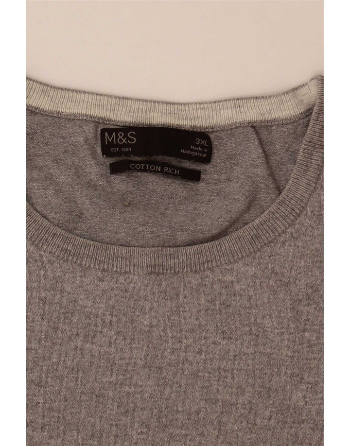 Pulover pentru bărbați Marks & Spencer cu gât roșu, 3XL, gri Colorblock