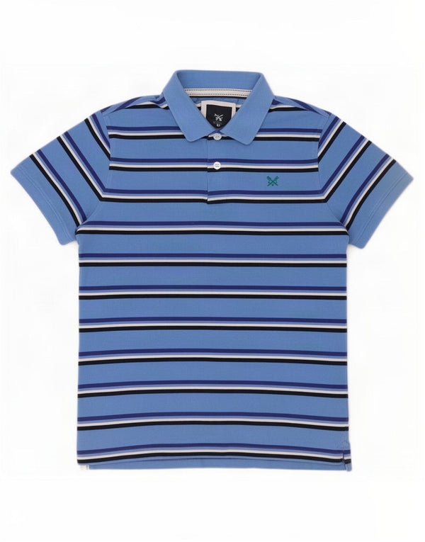 Crew Clothing Tricou polo pentru bărbați, bumbac cu dungi albastre medii