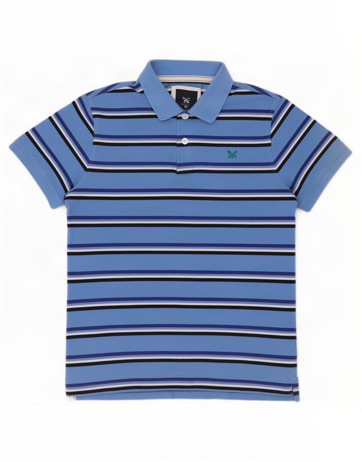 Crew Clothing Tricou polo pentru bărbați, bumbac cu dungi albastre medii