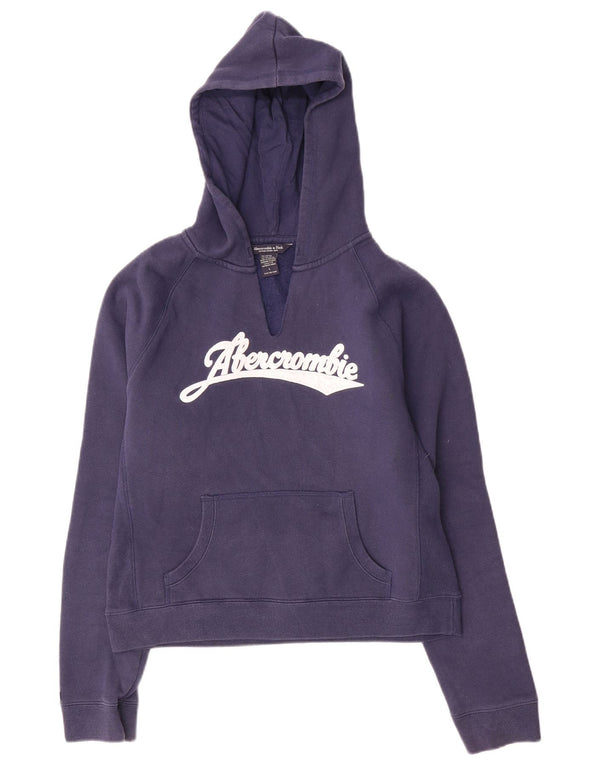 Jumper Abercrombie & Fitch pentru femei Crop Graphic Pulover UK 16 Mare Bleumarin