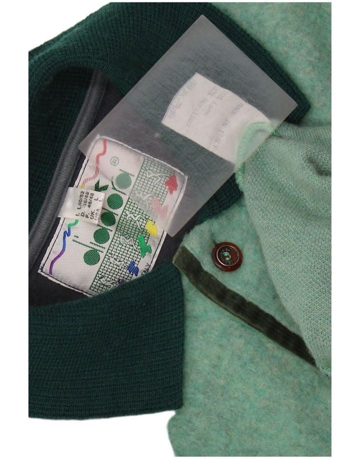 DIADORA Pulover cu gât polo pentru bărbați, lână verde mare