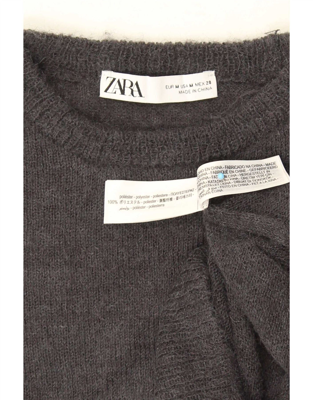 Pulover pentru femei Zara Crop Crew Gate UK 12 Medium Gri Poliester