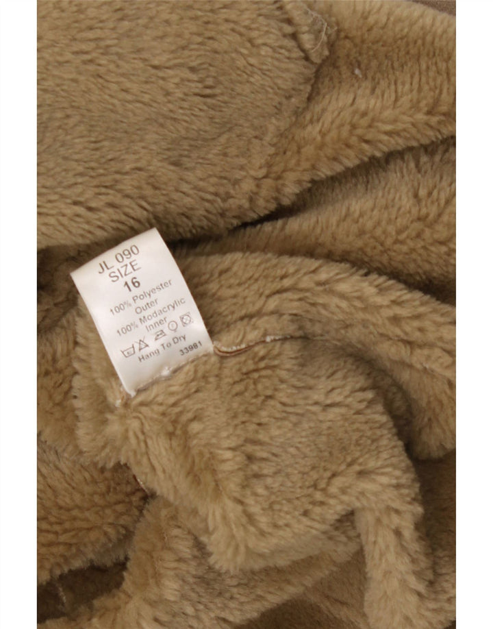 VINTAGE Womens Sherpa Overcoat US 16 2XL Brown Polyester Vintage Vintage and Second-Hand Vintage from Messina Hembry 