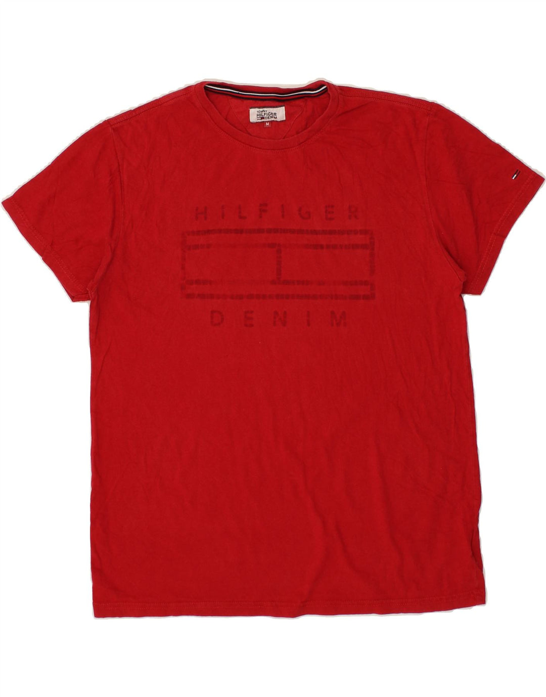 TOMMY HILFIGER Mens Graphic T-Shirt Top Medium Red Cotton Vintage Tommy Hilfiger and Second-Hand Tommy Hilfiger from Messina Hembry 