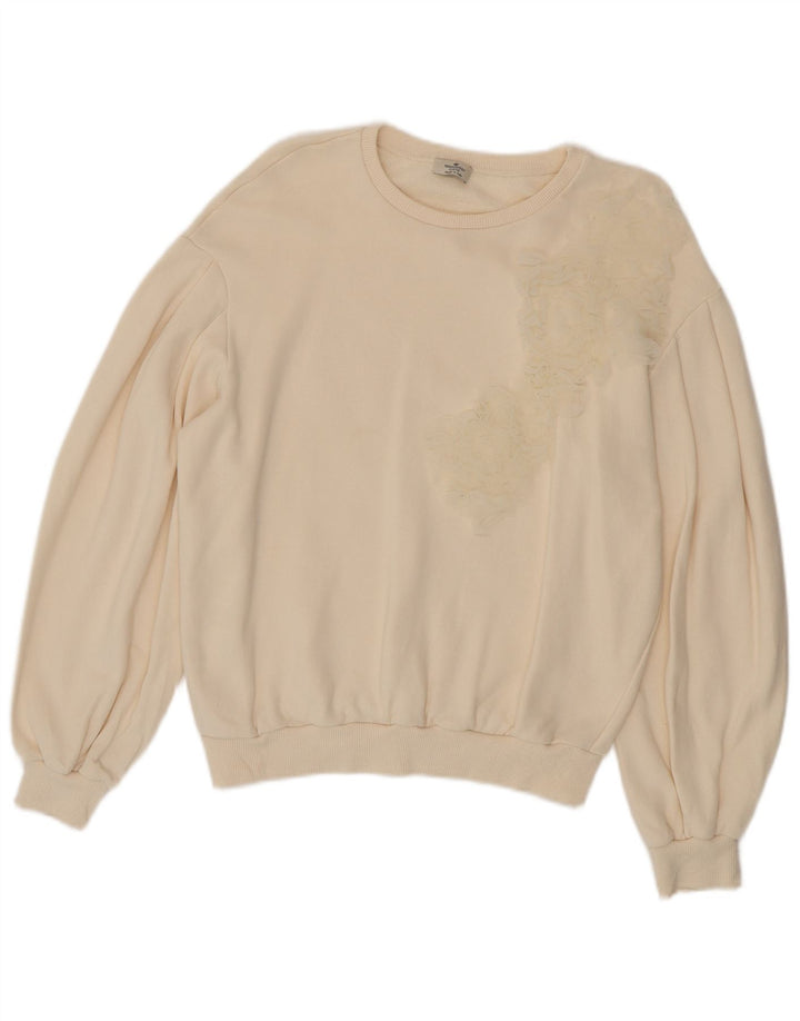 Pulover de hanorac Liu Jo pentru femei UK 14 Medium Alb catifelat Floral