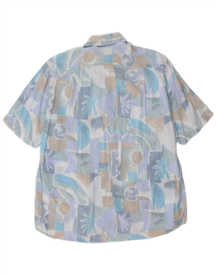 Cămașă cu mânecă scurtă pentru bărbați VINTAGE Albastru mediu geometric