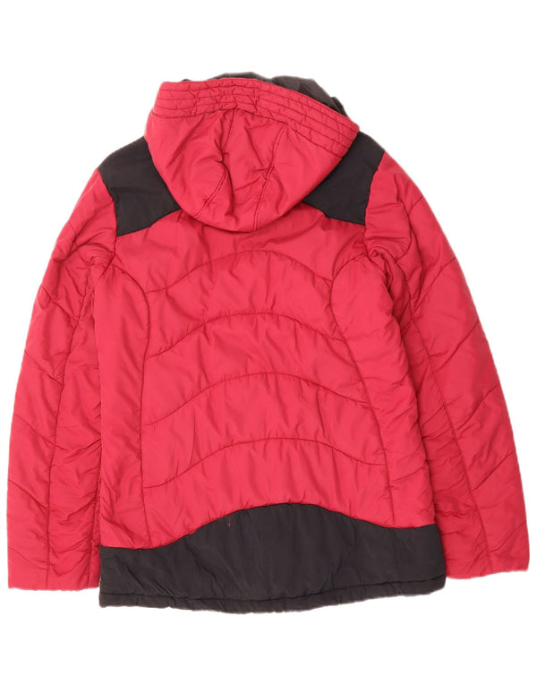 JACK WOLFSKIN Jachetă căptușită cu glugă pentru femei UK 10 Small Pink Colorblock