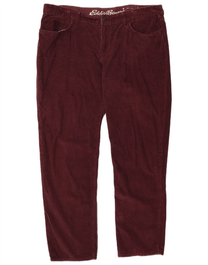 EDDIE BAUER Pantaloni pentru femei Boyfriend din velur SUA 18 2XL W38 L31 Burgundy
