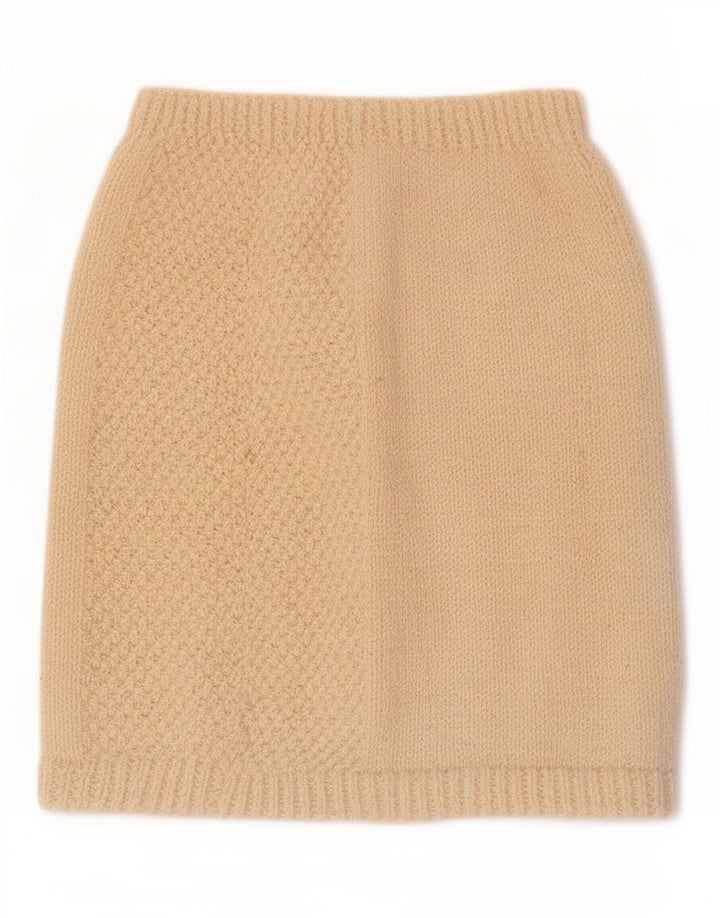 Fusta mini tricotată vintage pentru femei W26 Bej mic