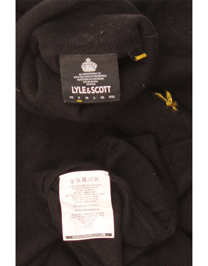 LYLE & SCOTT Pulover cu gât rulat pentru bărbați, bumbac mic, negru