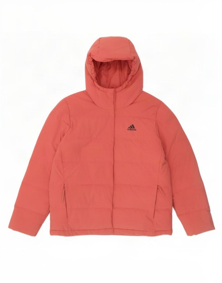 Jachetă căptușită cu glugă Adidas pentru femei UK 12/14 Poliester roz mediu