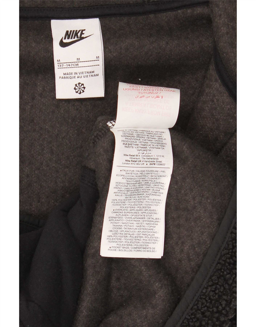 Jachetă fleece cu glugă Nike pentru băieți 10-11 ani Poliester negru mediu
