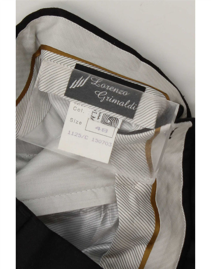 Pantaloni de costum vintage pentru bărbați IT 48 Medium L32 L34 Lână neagră