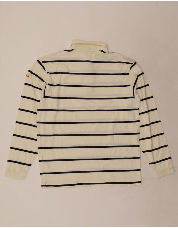 Tricou polo cu mânecă lungă pentru bărbați Fila, bumbac cu dungi alb mediu