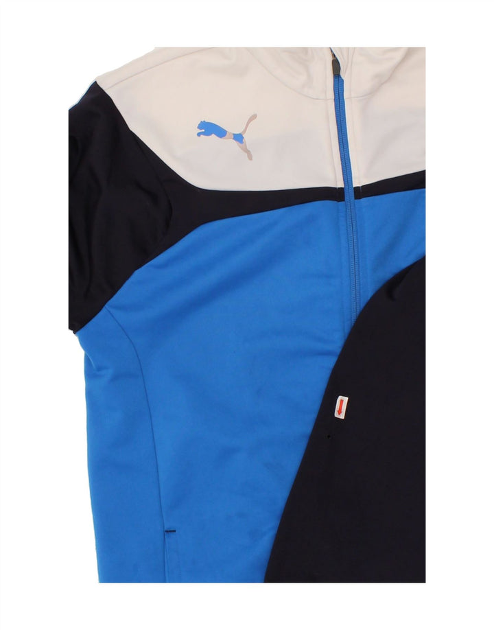 PUMA Boys Tracksuit Top Jacket 15-16 Years 2XL Blue Colourblock Polyester Vintage Puma and Second-Hand Puma from Messina Hembry 