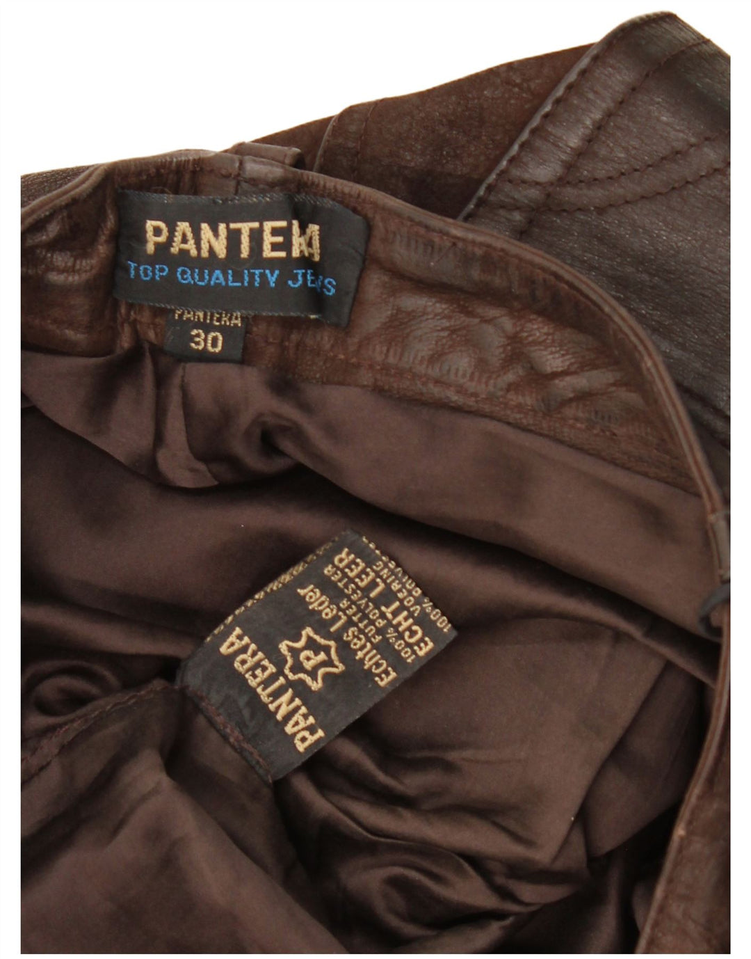 Pantaloni drepti din piele pentru bărbați Pantera W30 L30 piele maro