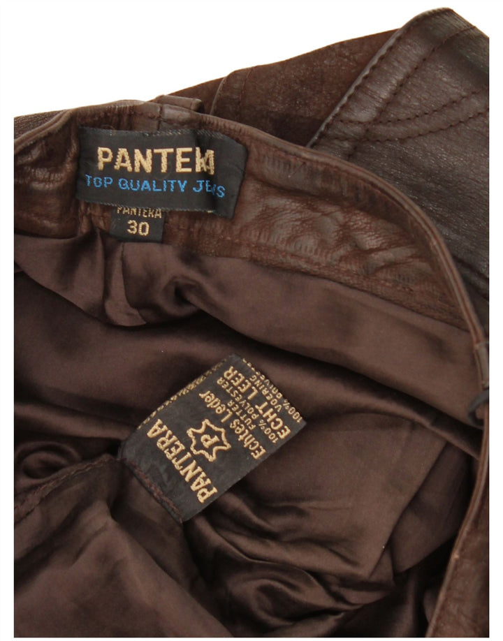 Pantaloni drepti din piele pentru bărbați Pantera W30 L30 piele maro