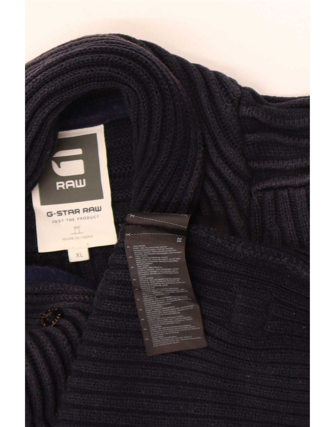 Pulover G-Star pentru bărbați, cu gât cu nasturi, XL, bumbac bleumarin