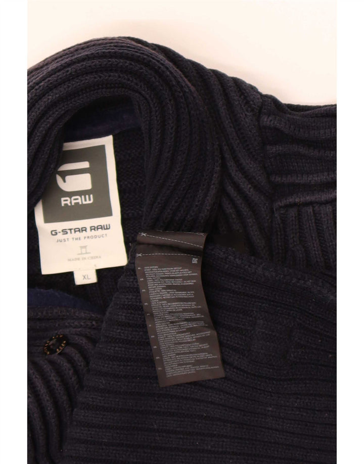 Pulover G-Star pentru bărbați, cu gât cu nasturi, XL, bumbac bleumarin