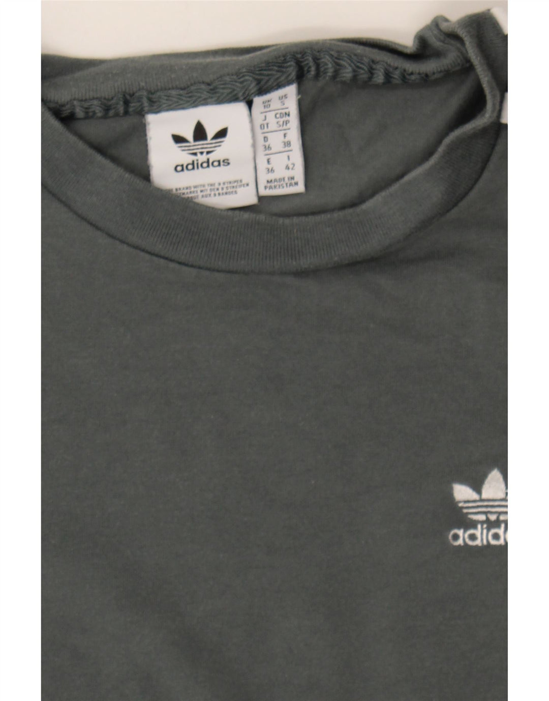 ADIDAS Womens Top Long Sleeve UK 10 Small Grey Cotton Vintage Adidas and Second-Hand Adidas from Messina Hembry 