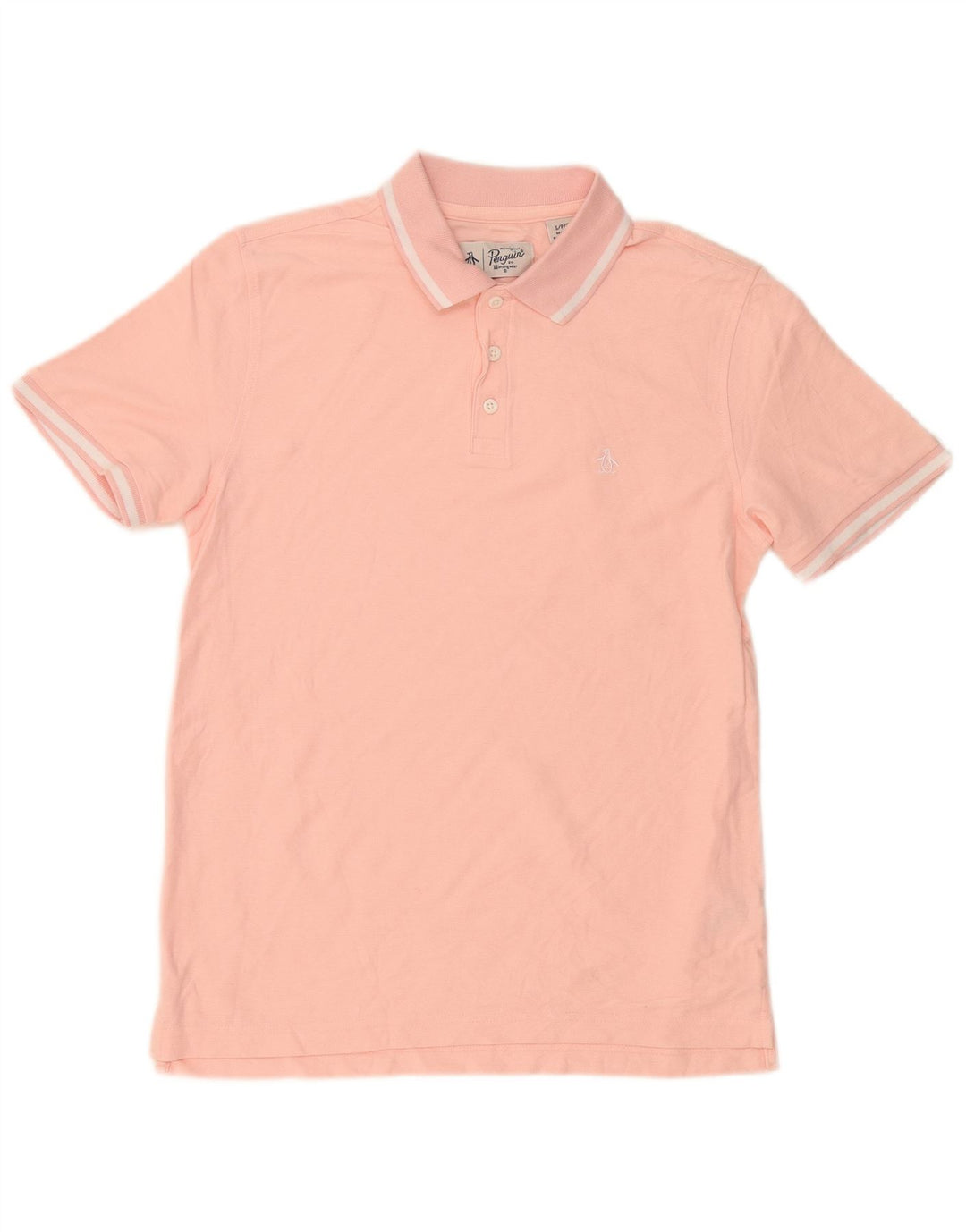 Tricou polo pentru bărbați Penguin, bumbac cu dungi roz, mic