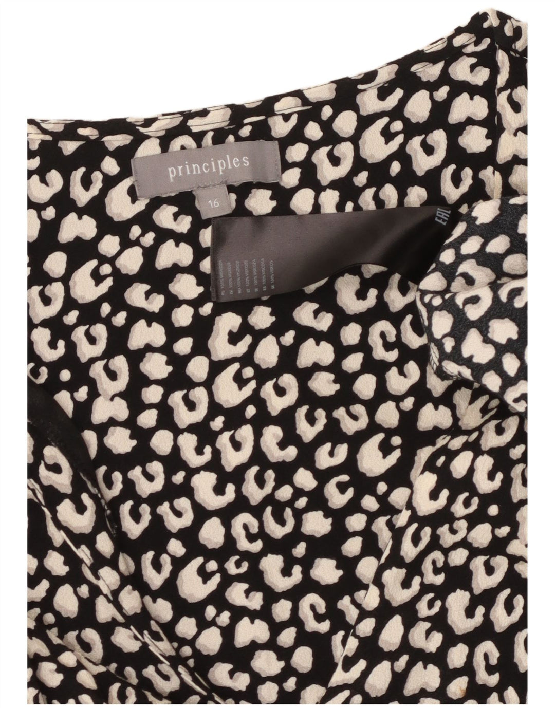 PRINCIPII Rochie cu mâneci 3/4 pentru femei UK 16, mare, negru, imprimeu animal