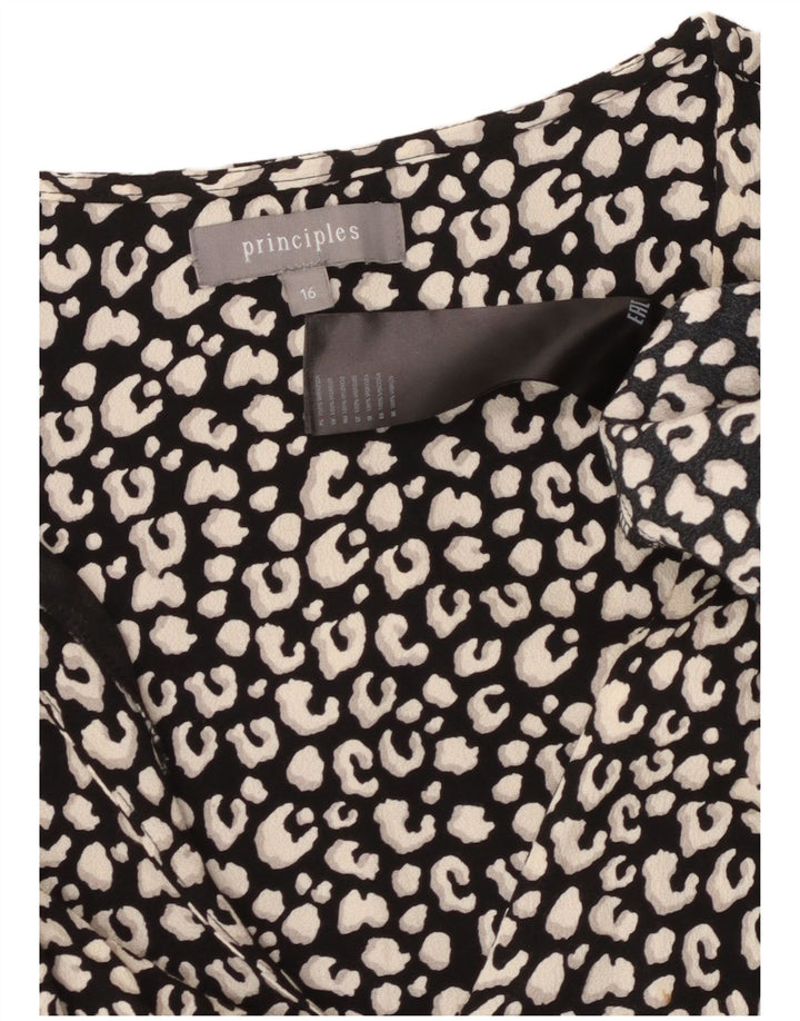 PRINCIPII Rochie cu mâneci 3/4 pentru femei UK 16, mare, negru, imprimeu animal