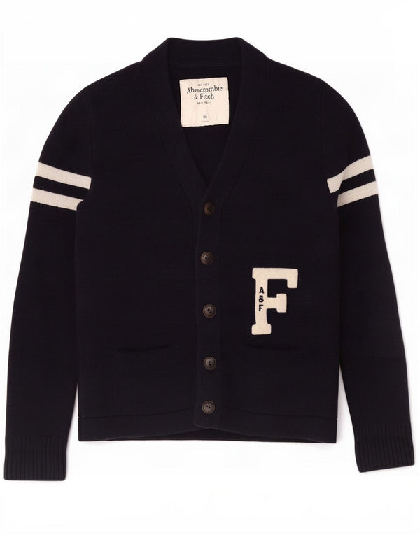 Pulover cardigan grafic pentru bărbați Abercrombie & Fitch, bumbac mediu albastru bleumarin