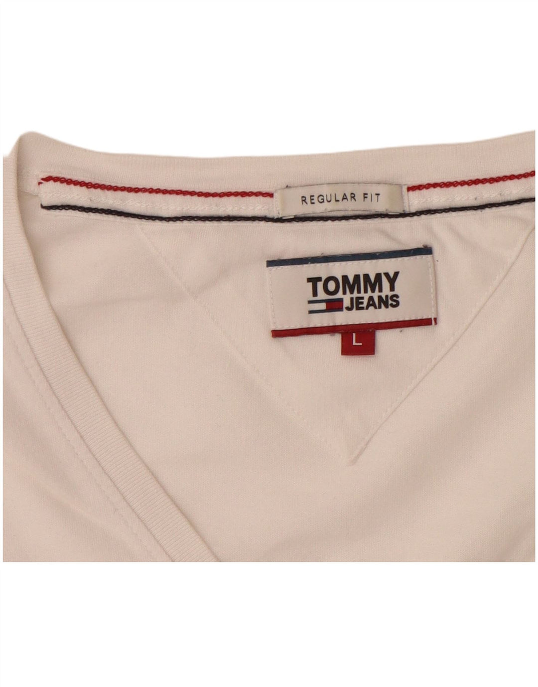 TOMMY HILFIGER Mens Regular Fit T-Shirt Top Large White Cotton